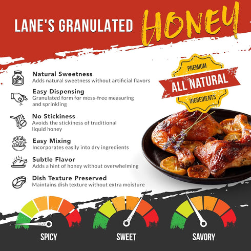 10.5oz Lane's All Natural Granulated Honey - Premium Real Honey Granules for Cooking and Grilling | Natural