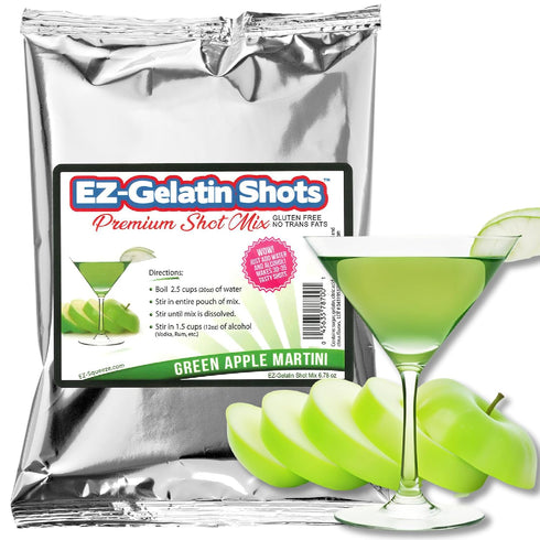 Green Apple Appletini Jello Shot Mix, 6.78 oz - Premium Gluten-Free Gelatin Mix for Shots