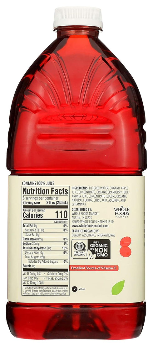 365 64 Oz (Pack 2) by Whole Foods Market, Organic Cranberry Juice Blend, Fl