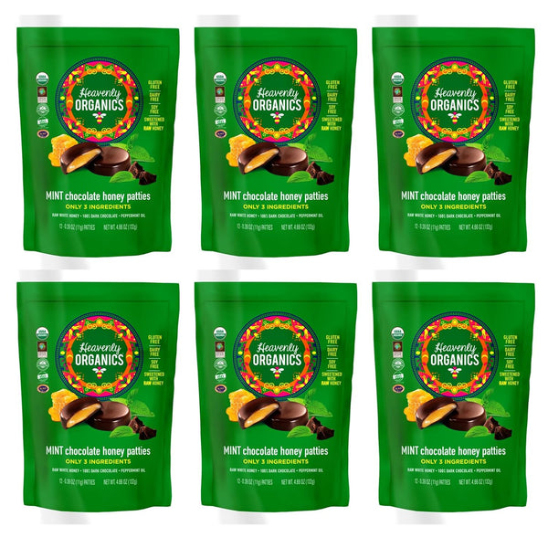 Heavenly Organics Mint Chocolate Honey Patties (72 Count, 6 Bags) | Organic