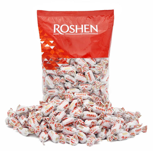 (1kg/2.2lb) Roshen Crabs Caramel Candy, Kosher and Halal, Delicious, Flavorful Sweets Bulk Candy