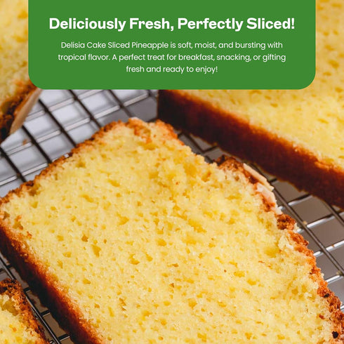 Delisia Cake Sliced Pineapple - Breakfast Pre-Sliced Cakes Box - Naturally and Freshly Baked - Generous Pieces