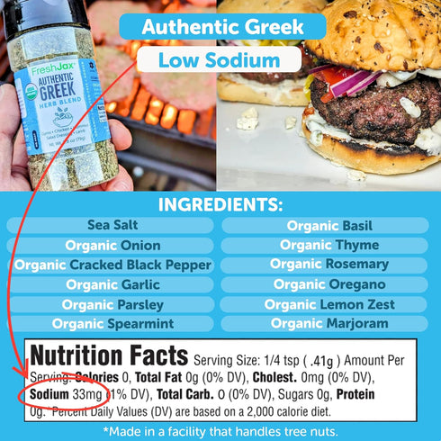 2.8oz FreshJax Organic Authentic Greek Seasoning | Mediterranean Herb Blend for Chicken, Lamb, Seafood, Gyros, Veggies