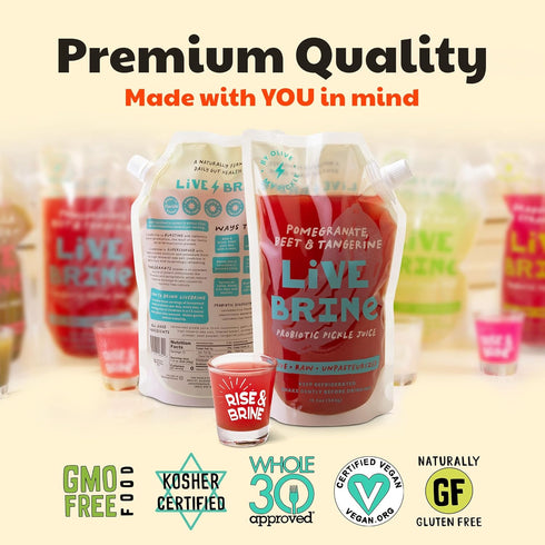 58.5 3 Pack 39 Olive My Pickle Probiotic Pickle Juice - Ounces | of LiveBrine Pomegranate Beet & Tangerine Pickle Juice