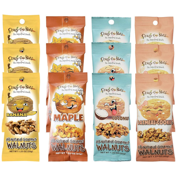 Crazy Go Nuts Walnuts - Maple, Banana, Coconut, Oatmeal Cookie, Healthy Snacks,