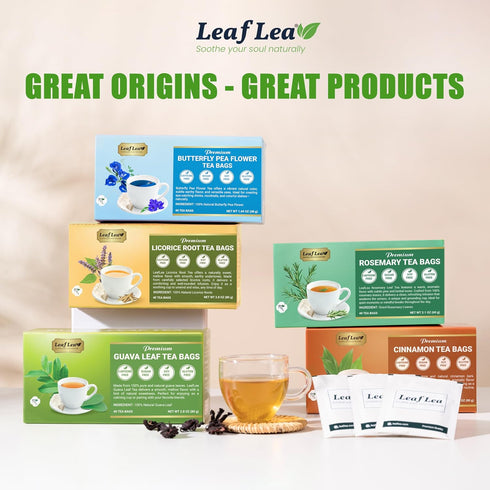 40 100% LeafLea Premium Rosemary Tea Bags from Natural Rosemary Leaves, Herbal Tea for Gentle Digestive Comfort, Te De