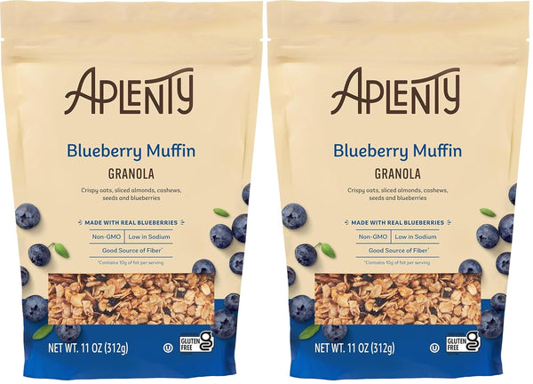 Aplenty Amazon Brand, Blueberry Muffin Granola, 11Oz (Pack of 2)