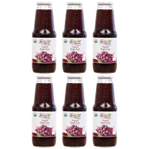 Anna and Sarah 33.8 Oz Organic Grape Juice - Glass Bottle (6