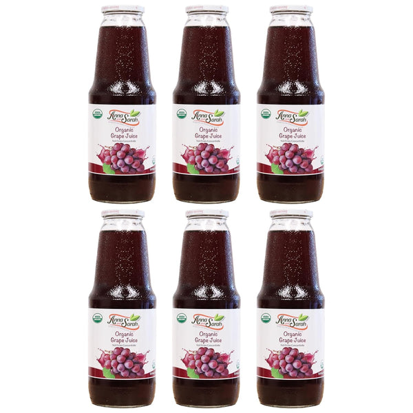 Anna and Sarah 33.8 Oz Organic Grape Juice - Glass Bottle (6