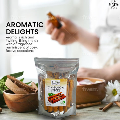 Fusion Select Cinnamon Sticks, Whole Canela Bark for Asian, Indian, Middle Eastern Cuisine, 4 oz
