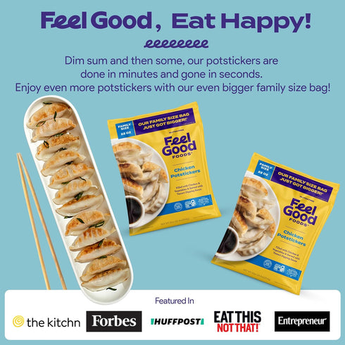 22oz (Frozen) Feel Good Foods Chicken Potstickers - Family Size Gluten Free Dumplings with Umami Tamari Dipping Sauce