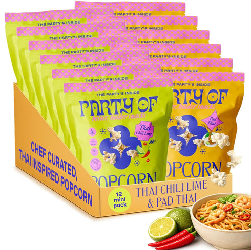 Party Of Thai-Inspired Popcorn Variety Pack 6 Chili Lime + 6 Pad