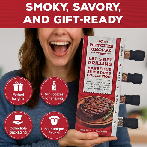 Butcher Shoppe BBQ Rubs Collection Premium spices and seasonings Gift Box | All-Purpose bbq rub, steak seasoning