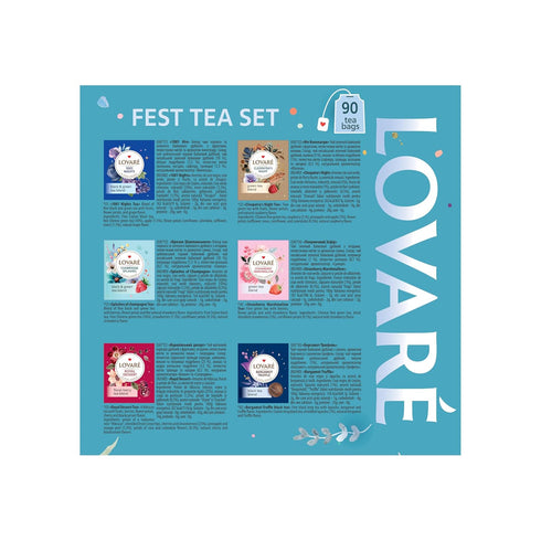 Pack 90 SET) LOVARE Black and Green Tea Bags Variety - Made in Ukraine Tea Sampler - Individually Wrapped Assorted Tea