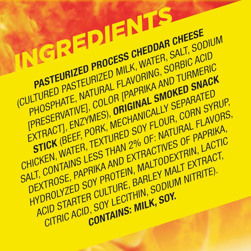 7g 1.15 oz. (14 Count) Slim Jim Beef 'N Cheese Smoked Meat Sticks, Original Flavor, Protein Per Serving