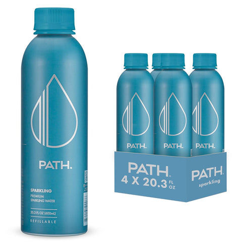 PATH Sparkling Bottled Water - Ultra-Purified, pH-Balanced Carbonated Soda Water in Aluminum