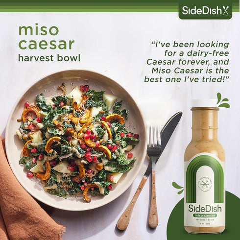 8 oz SideDish Miso Caesar Dressing Seed Oil Free Salad Dressing Made w/Avocado Oil Refined Sugar Free, Dairy & Gluten