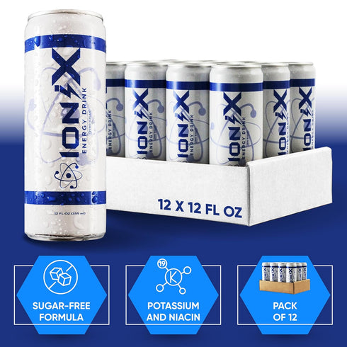 12 oz (Pack 12) Zero Sugar Energy Drink - ionix Nootropic Drink to Boost Focus and Mood with L-Theanine, Natural Green