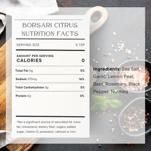 Borsari Citrus Salt Seasoning - Premium All Natural Seasoned Salt with Lemon, Pepper, Herbs - 4oz, Pack of 1