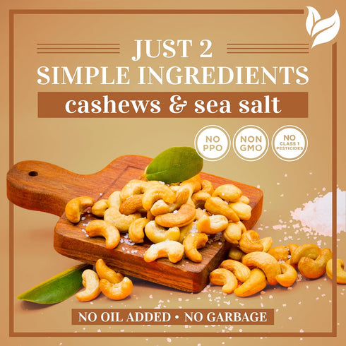 Salt-32 oz (2 lbs)|Whole Oven Dry Roasted Fancy Cashews with Sea Cashew|No Oil|No PPO|Vegan and Keto Friendly|Made from