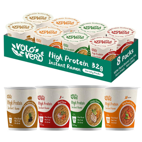 VOLO VERO High Protein (32g) Ramen Instant Noodles Cup, 8 Count, Variety