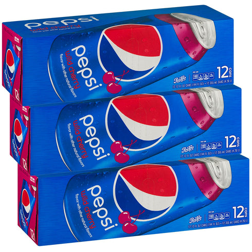 Pack 12 oz, 36 Pepsi Wild Cherry Soda, Fridge Bundle, fl Cans