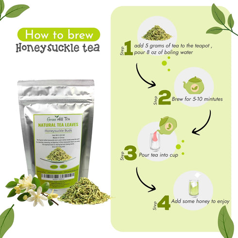 2 OZ (56grams), 100% Greenhilltea traditional health herbs Honey suckle dried herbal tea honeysuckle buds, Natural