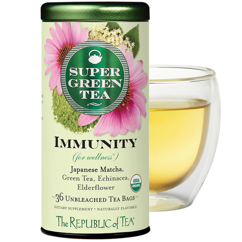 Immunity Pack 100 The Republic of Tea Organic SuperGreen Green Tea, Refill of Tea Bags,Gluten Free