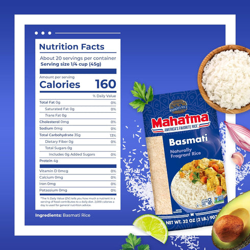 32-Ounce Mahatma Indian Basmati, Bag of Rice, Fluffy, Floral, and Nutty-Flavored Rice, Stovetop or Microwave