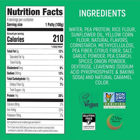 14g 4 14.1 Oz Switch Foods Plant-Based Chicken Burger Patties | Vegan | Protein | Soy, Gluten, GMO, Allergen, & Dairy