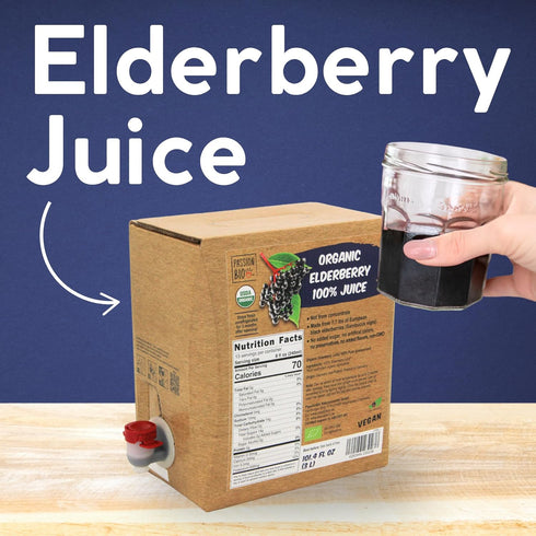 PassionBio 101.4 Oz Packaging Organic Elderberry Juice Box Fl | Pure Fruit Juice, Not From Concentrate | Organic