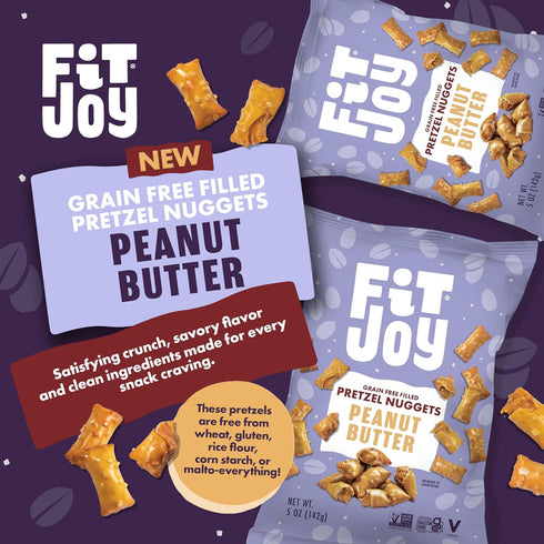 FitJoy Peanut Butter Filled Pretzel Nuggets Gluten, Dairy & Corn Free Peanut Butter Snacks Grain Free Cassava