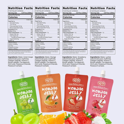 Pack, 7 10 Pack, 0 Konjac Jelly Pouch Drinkable Variety Calories, Sugar, Gluten Free, Keto, Vitamin C Healthy Fruit