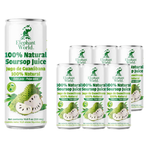 ELEPHANT WORLD 100% 10.8 oz (Pack 6), Natural Soursop Guanabana Juice of Soursop