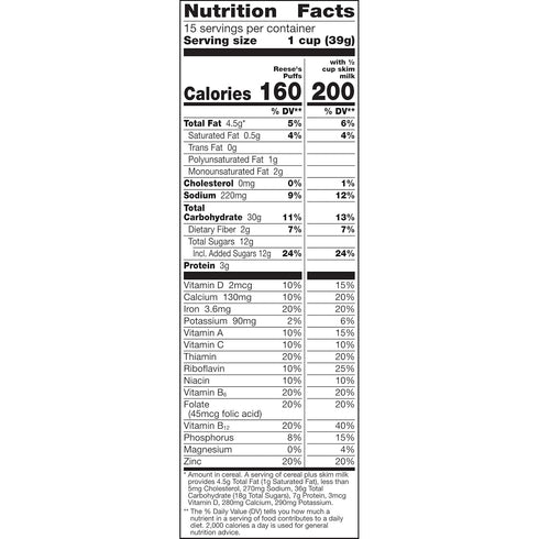 20.7oz Reese's Puffs Breakfast Cereal, Chocolate Peanut Butter with Whole Grain