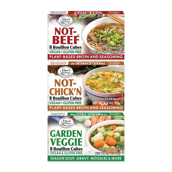 Edward & Sons Vegan Chicken Beef Vegetable Bouillon Cubes - Vegan Broth,