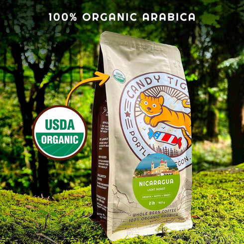 100% 2 lb Whole Bean Coffee - Organic - Low Acid - Light Roast - Single Origin - Arabica - Nicaraguan Coffee Beans