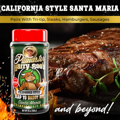 Slap Yo Daddy BBQ Rub Seasoning, California Style, Championship BBQ Rubs for Beef, Pork, Steak, Hamburger, Sausage