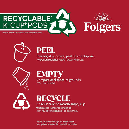 10 Count (Pack 6) Folgers Colombian Coffee, Medium Roast, Keurig K-Cup Pods, Box