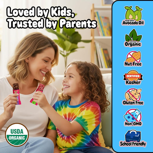 Pack 45, Pack Snakkidz Organic Chewy Granola Bars for Kids, Allergen-Free, Nut-Free, Gluten-Free, Low Sugar Snack Bars