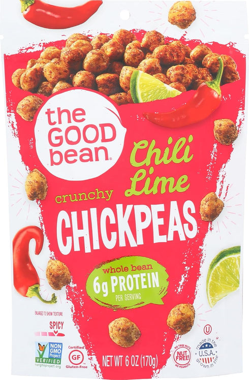 The Good Bean Chickpea Snacks, Smoky Chili/Lime, Gluten and Nut Free, 6
