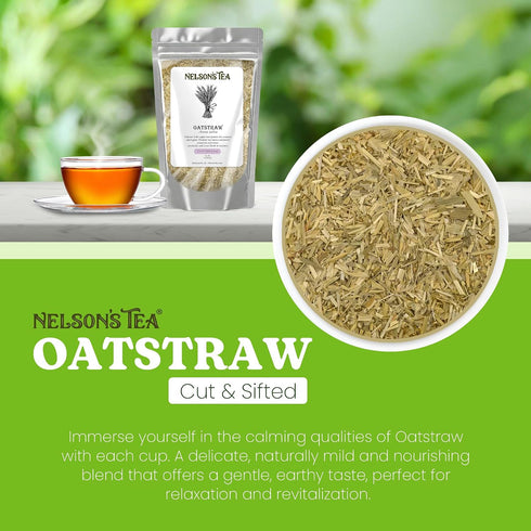 (2 oz) Nelson's Tea Oatstraw - Cut & Sifted Avena Sativa - Nourishing Herbal Infusion for Relaxation & Well-Being
