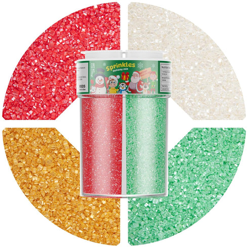 Wayin Christmas Edible Sanding Sugar Sprinkles, 6oz Coarse Sparkling Sugar with Red, Green,
