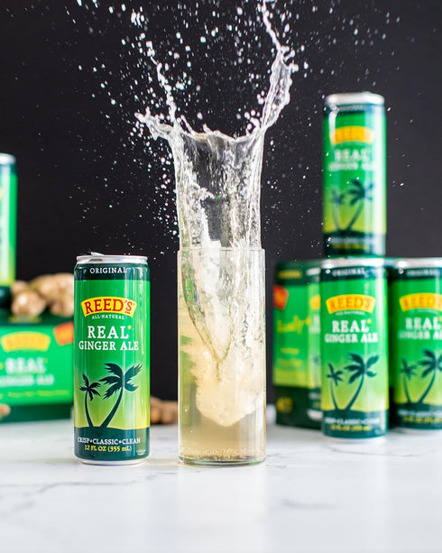 12oz 24 Pack Reed's Real Ginger Ale - Made with Pressed Organic Ginger - Crisp, Classic Taste - Slim Cans