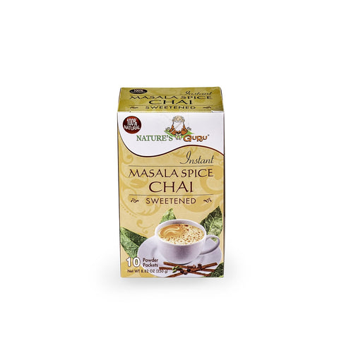 Packets, 10 Count (Pack 4) Nature's Guru Instant Masala Spice Chai Tea Drink Mix Sweetened Single Serve On-the-Go Drink