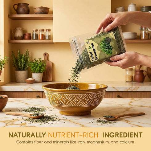 6 Oz (170g) Miss Spring Dried Fenugreek Leaves | Kasuri Methi | Non-GMO, Gluten Free, No Preservatives | Indian Origin