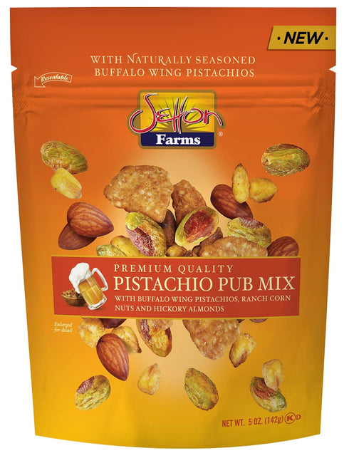Setton Farms Pistachio Pub Mix 5 Oz. Bag. With Buffalo Wing Pistachios,
