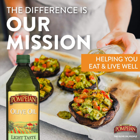 Pompeian Light Taste Olive Oil, Subtle Flavor for Frying & Baking, Naturally Gluten Free, Non-GMO, 32 FL. OZ.