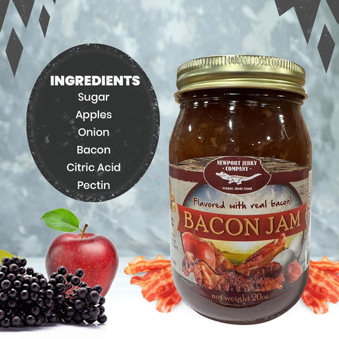 NEWPORT JERKY COMPANY 16 oz (1 Bacon Jam Sweet & Savory Spread All-Natural, Handmade in Small Batches Gluten-Free