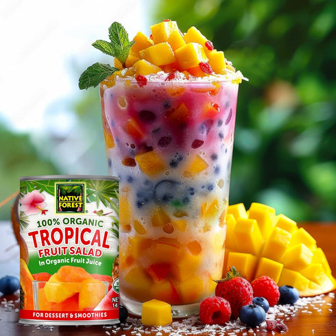 14 Oz (Pack 6) Native Forest Organic Tropical Fruit Salad - Canned Fruit in Natural Juice, Tropical Fruit Cocktail